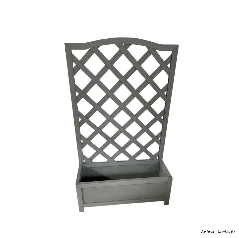 Jardinière avec treillis-L.60 x H.100 cm-gris-support de plante grimpante-Anima-Jardin.fr