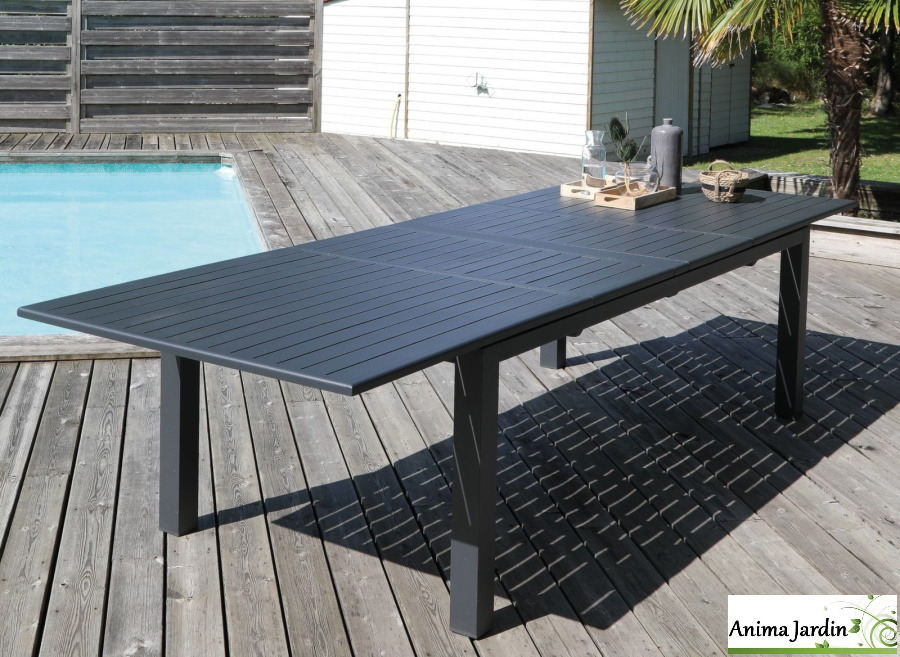 Table de jardin extensible Genes, 220/270/320 cm, 10 à 14 personnes, Proloisir, Anima Jardin