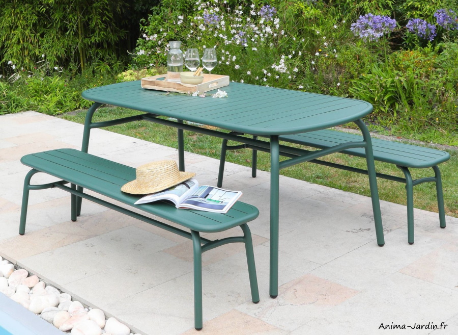 Table de jardin avec bancs, Set Oscar, ProLoisirs, achat, pas cher, anima-Jardin.fr