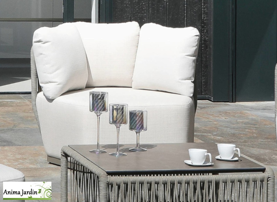 Fauteuil Lounge de jardin Iris, Aluminium/cordes, proloisirs, Anima Jardin