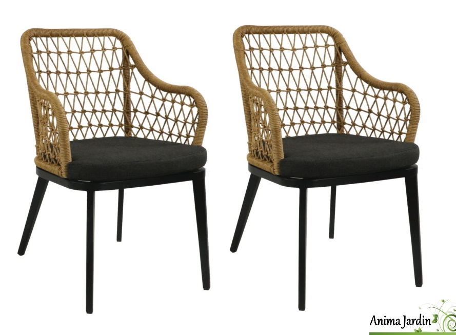 Lot de 2 fauteuils Milan en aluminium, Paille, Proloisir, Anima Jardin.fr