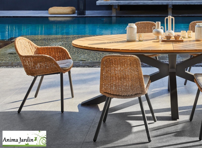 Fauteuil de jardin Tornado en acier et résine tréssée - ProLoisirs