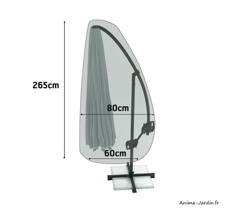 Housse de qualité pour parasol-265x80 cm-housse étanche-Nortene-pas cher-achat-Anima-Jardin.fr