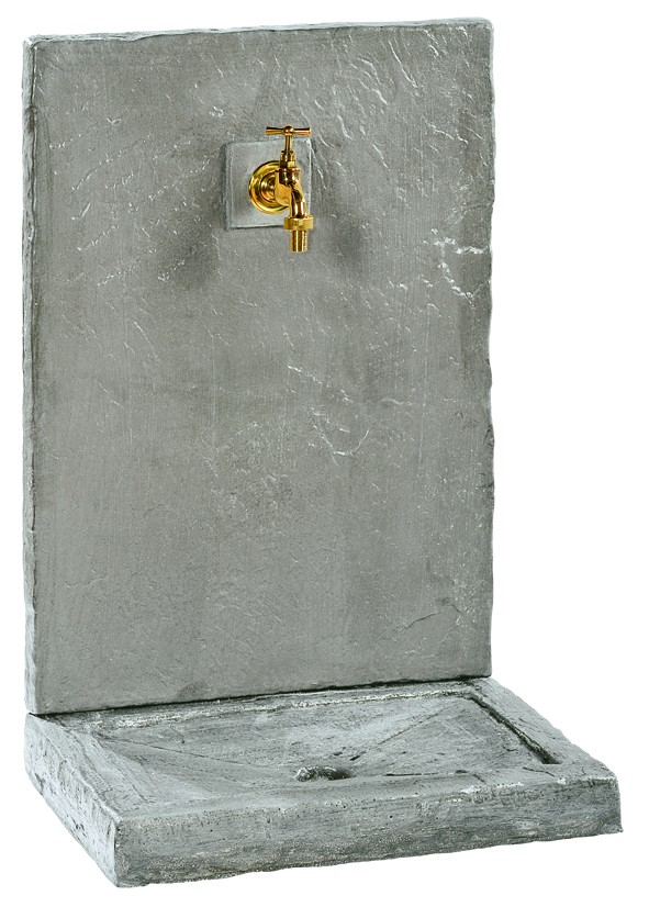 Fontaine murale-64 cm-ardoisée zinc-pierre reconstituée-Anima-Jardin.fr