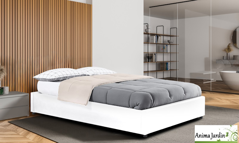 Lit coffre 140x190 cm avec sommier - Simili cuir Otto, anima jardin
