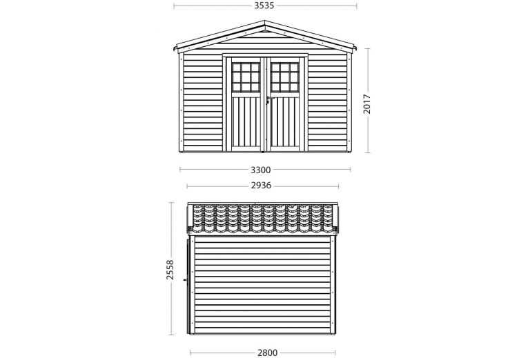 Abri de jardin en bois-Shelty+ 9 m²-28 mm-avec toit acier galvanisé-dimensions-Anima-Jardin.fr