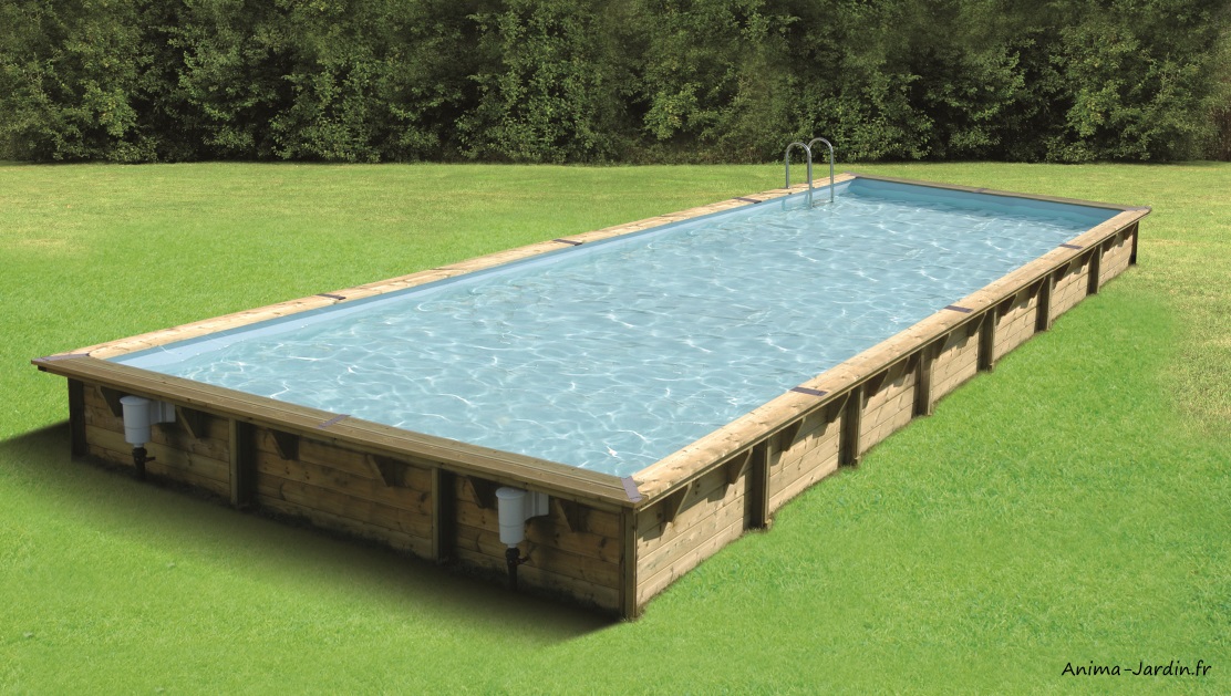 Piscine Linéa-11m-H.140cm-rectangulaire-entourage bois-Ubbink-Piscine de qualité-Anima-Jardin.fr