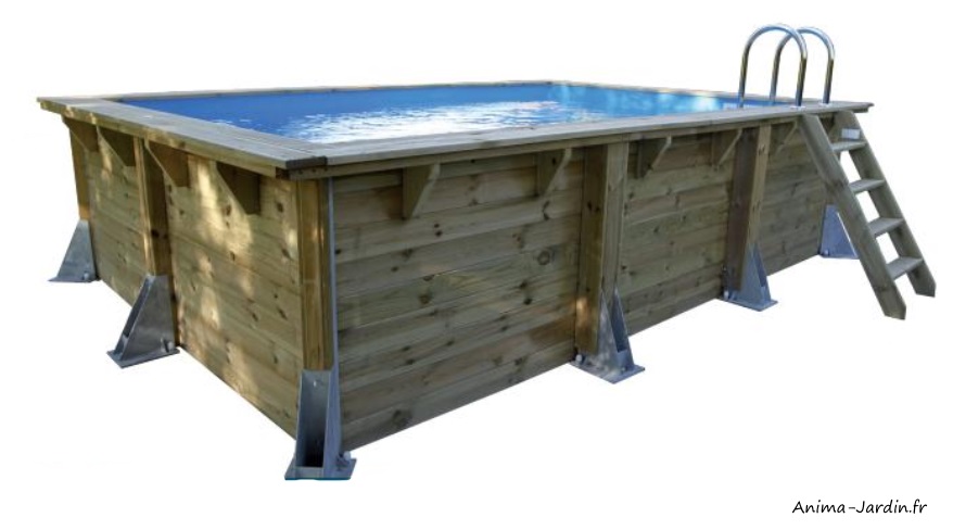 Piscine Azura-3,50 x 5,05 m-h.1,26 m-rectangulaire-entourage bois-Ubbink-Anima-Jardin.fr