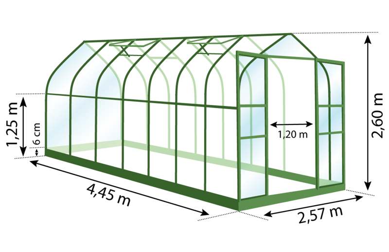 Serre de jarin en aluminium, aloé diana, 11,45 m², dimensions, Anima-Jardin.fr