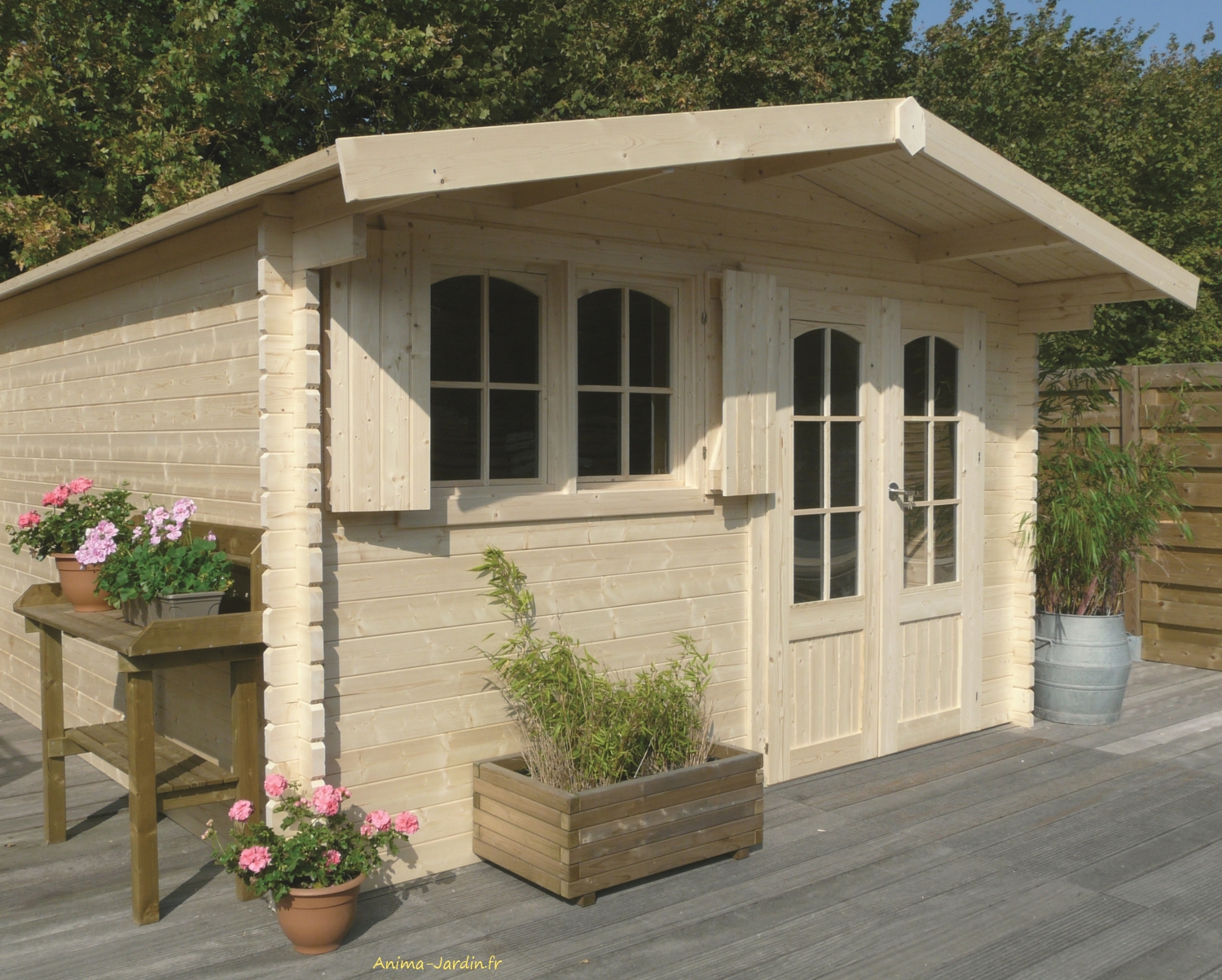 Abri de jardin en bois 40mm, TIGNES, 2 portes, solid, pas cher, habitable