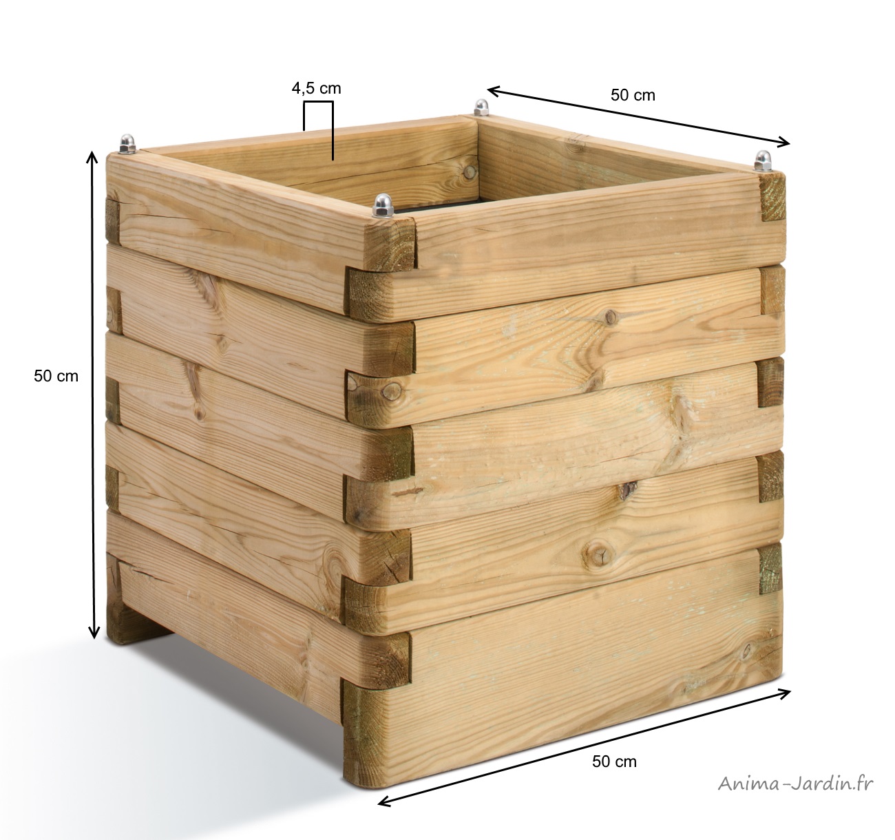 bac carré en bois-autoclave-oléa-50cm-dimensions-anima-jardin.fr