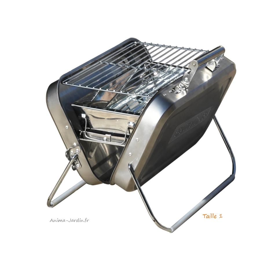 BARBECUE CHARBON de bois valise en métal inox, pliable, transportable, achat