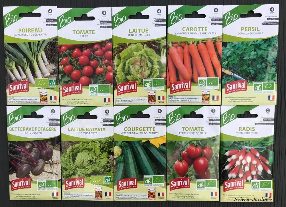 Lot de 10 sachets de graines Bio-potager-jardin ouvrier-Sanrival-économique-pas cher-Anima-Jardin.fr