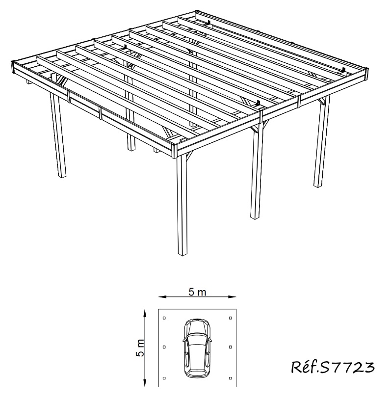 Carport bois modulable 4 x 5 m SOLID 