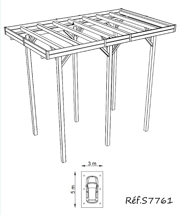 Carport-bois-autoclave-grand véhicule-abri-anima-jardin.fr