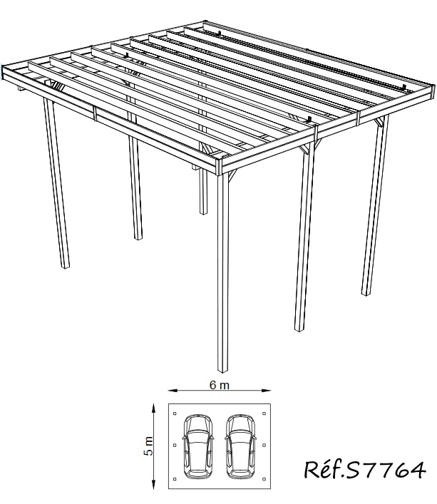 carport-bois-autoclave-grands véhicules-anima-jardin.fr