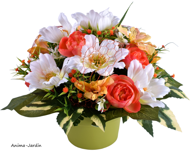 Coupe Anémone, Renoncule & Alstromeria, H.30 cm, composition de fleurs,  toussaint, rameaux, tergal, achat, pas cher