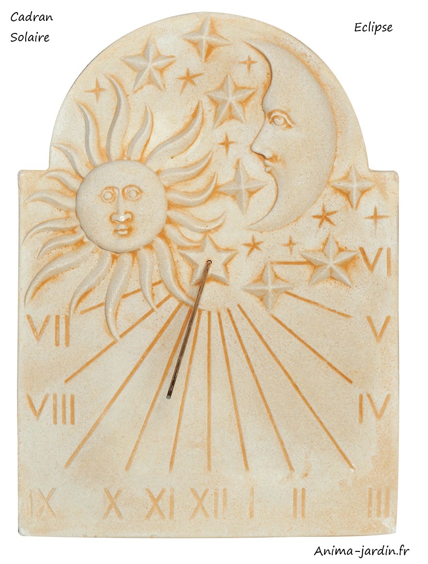 Cadran solaire de Jardin, Eclipse, horloge solaire en pierre, Gnomon