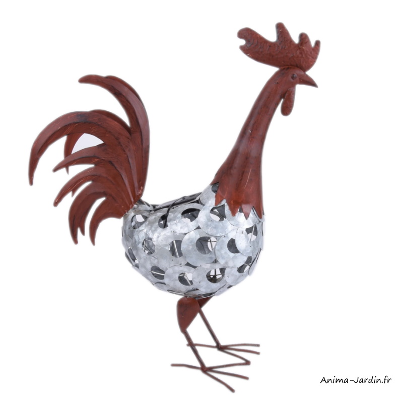 coq en métal avec récepteur solaire-animajardin.fr