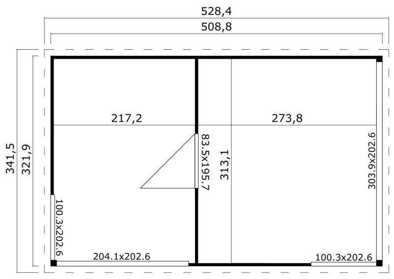 Abri de jardin en bois-15 m²-44mm-Domeo 3 plus-deux pièces-baie vitrée-épicéa-achat-Anima-Jardin.fr