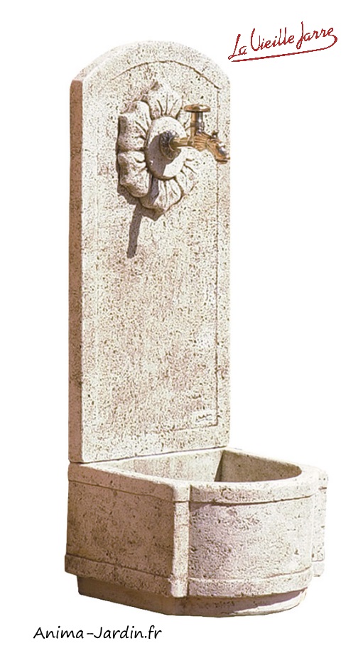 Fontaine Murale en pierre reconstituée, tournesol , haut 101cm