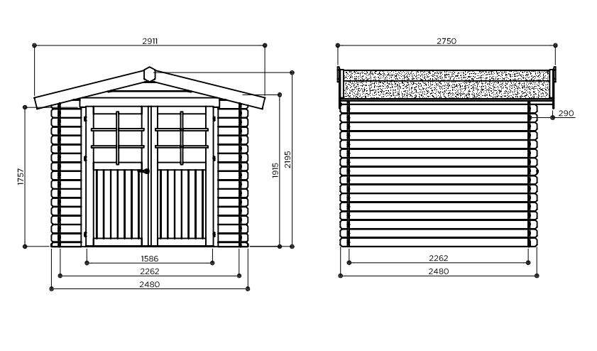 Abri de jardin en bois 19 mm-Gera-dimensions-Anima-Jardin.fr