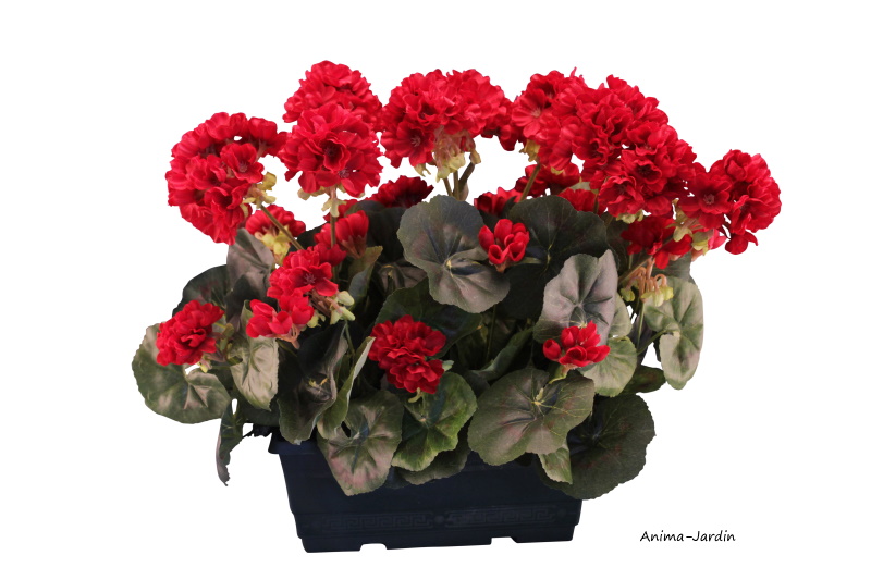 Jardinière de Géraniums artificiels, piquet fleuri, fleur artificielle, zonal double, achat, pas cher