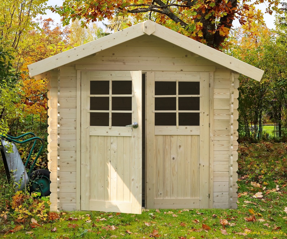 Abri de jardin en bois-28 mm-Lannion-8 m²-2 portes-Solid-achat-pas cher-Anima-Jardin.fr