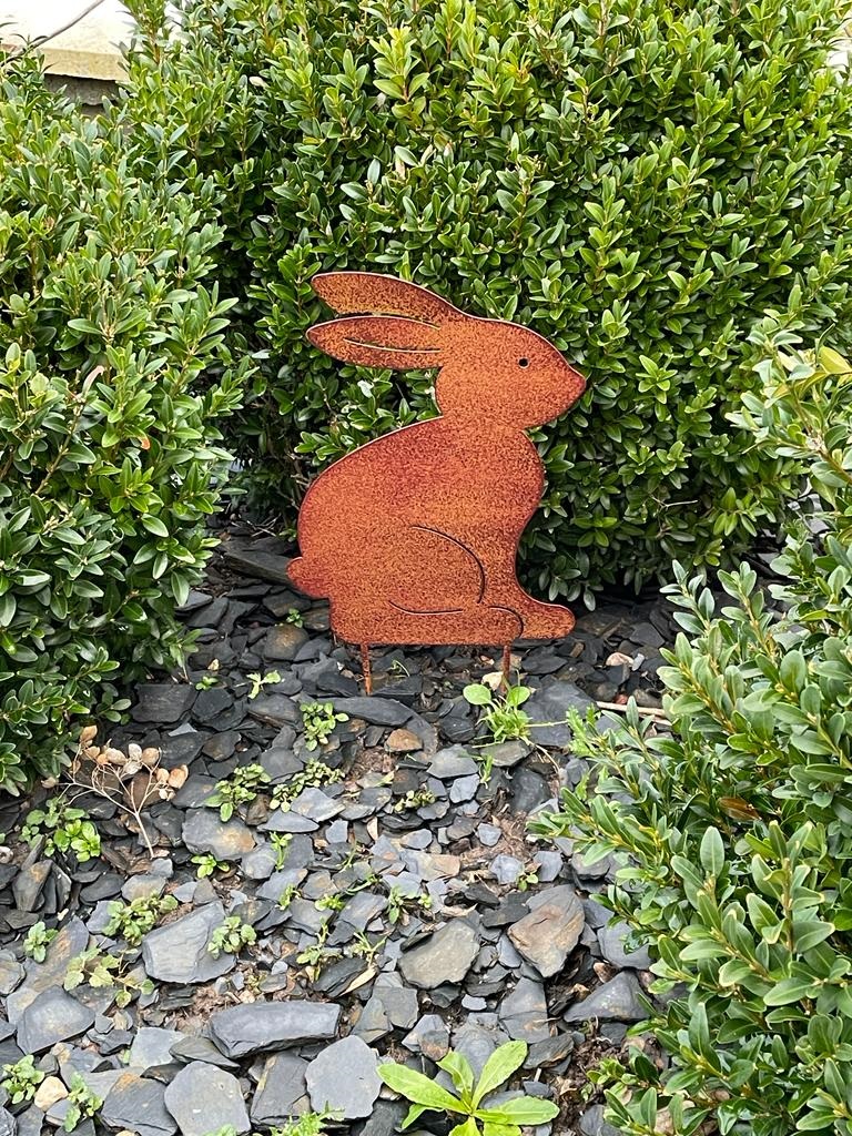 Silhouette en métal, lapin, aspect rouille, décoration du jardin, achat,  pas cher