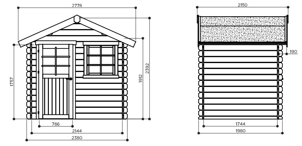 Abri de jardin en bois traité autoclave-Laval-28 mm-dimensions-Anima-Jardin.fr