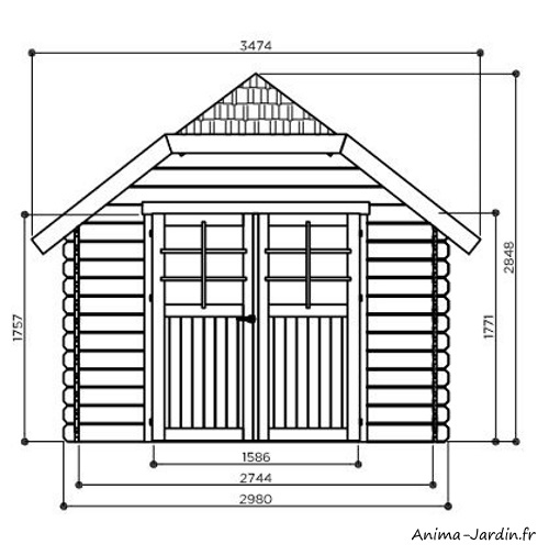 Abri de jardin en bois-Limerick-dimensions-Anima-Jardin.fr