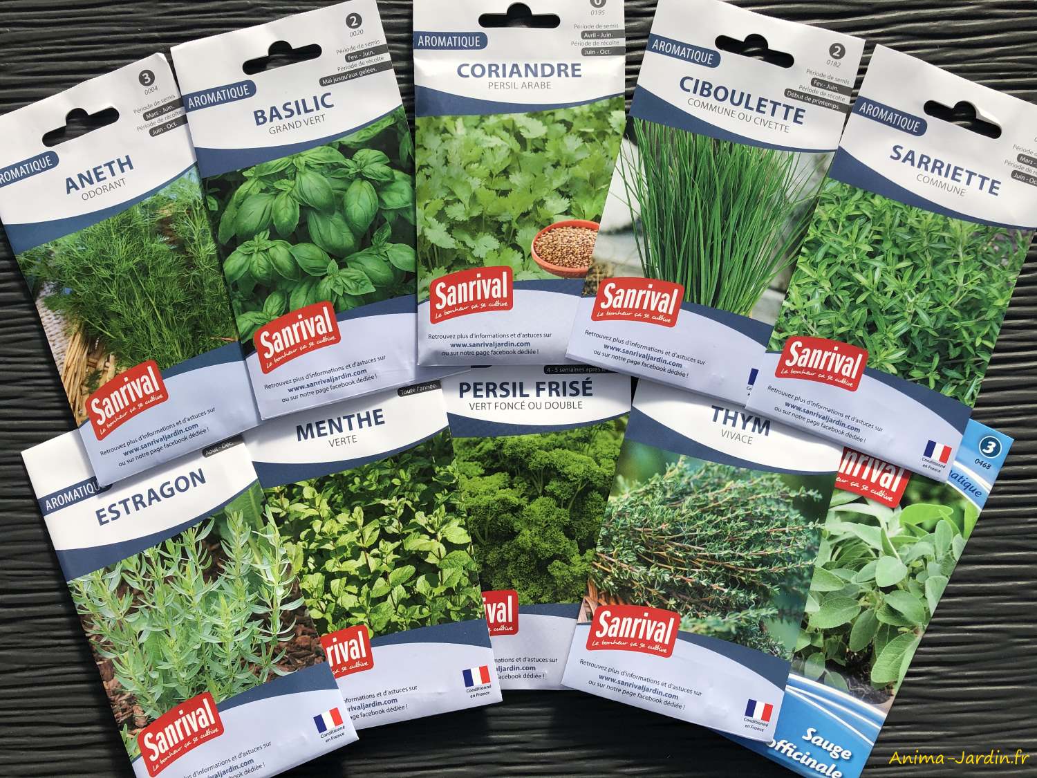 Lot de 10 paquets graines-aromatiques-potager-jardin ouvrier-Sanrival-pas cher-économique-Anima-Jardin.fr