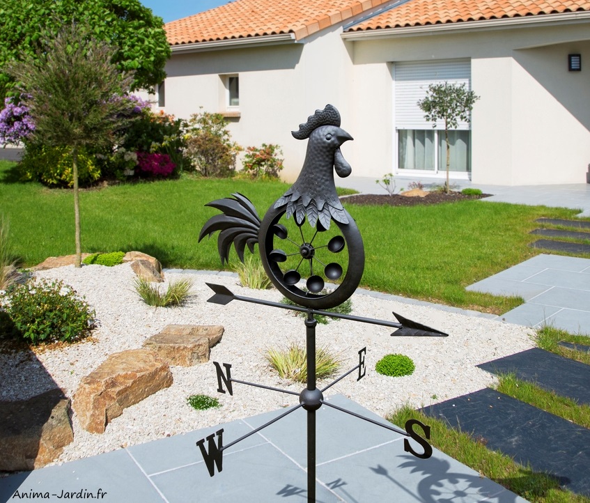 Girouette en métal-Mestro-coq-flèche-direction du vent-Nortene-Anima-Jardin.fr