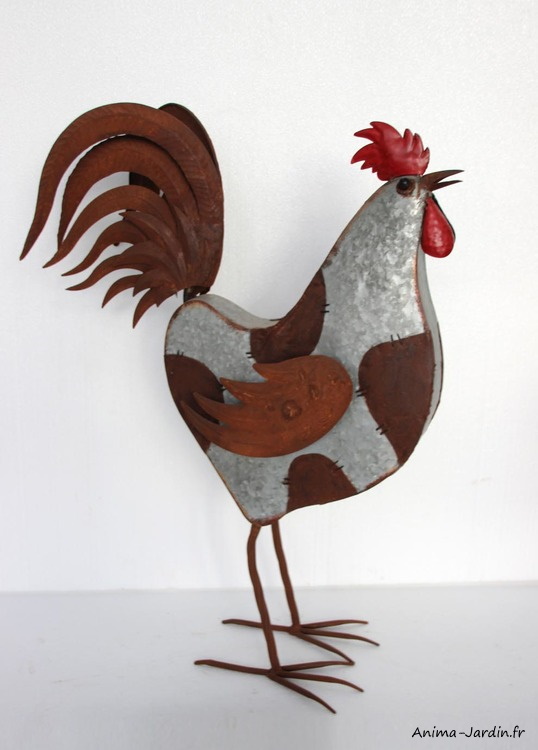 Silhouette Poule qui picore - déco de jardin en métal, vente au