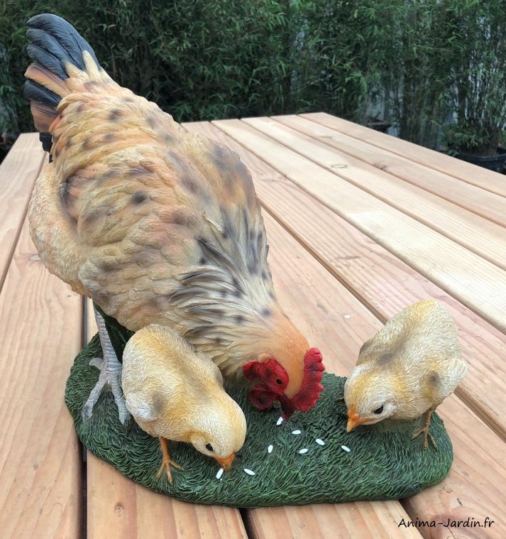 Poule avec poussins, figurine, animal en polyrésine, décoration du jardin,  achat, vente, pas cher