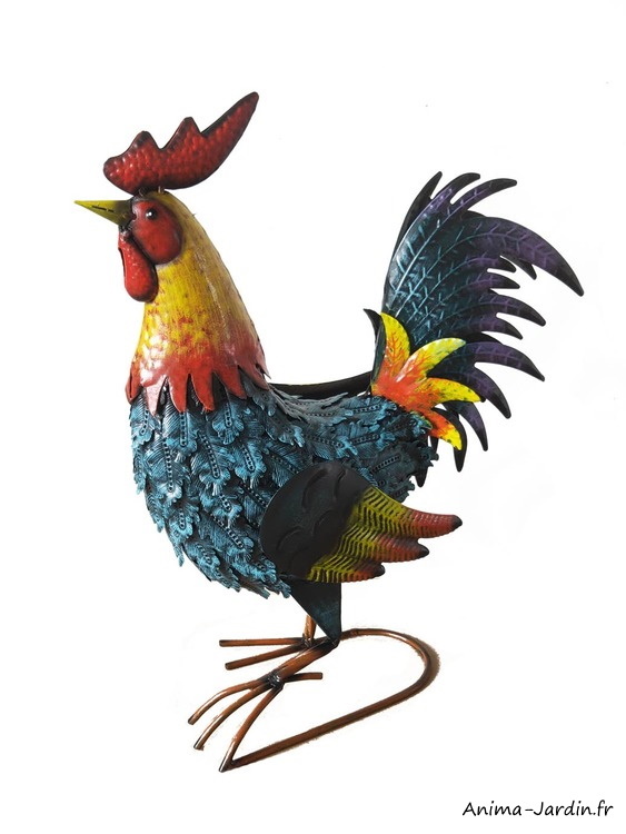 Coq en métal-hauteur 46 cm-animal-décoration du jardin-Anima-Jardin.fr