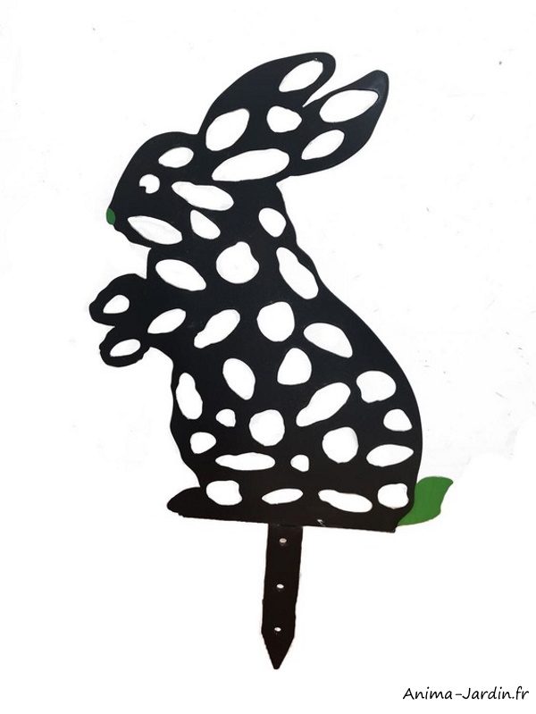 Silhouette en métal , lapin noir, décoration de jardin, Anima-Jardin.fr