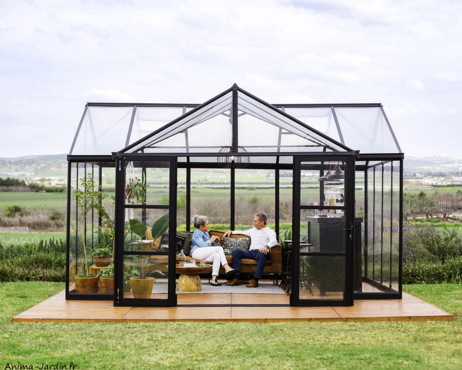 Serre de jardin blanche avec porte et fenêtres pas cher