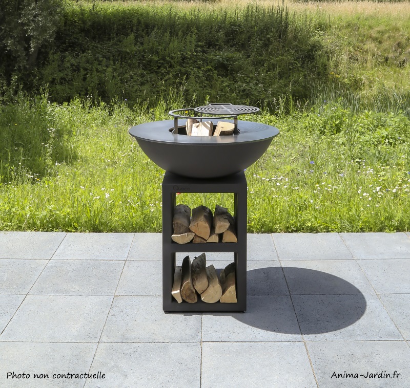 Braséro-piatto medium black-ø84cm-Quoco-acier peint-plancha-barbecue-cuisine extérieure-achat-Anima-Jardin.fr