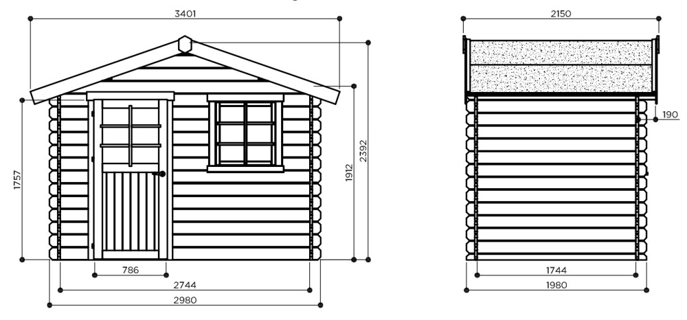 Petit abri de jardin en bois traité autoclave-28 mm-Saran-dimensions-Anima-Jardin.fr