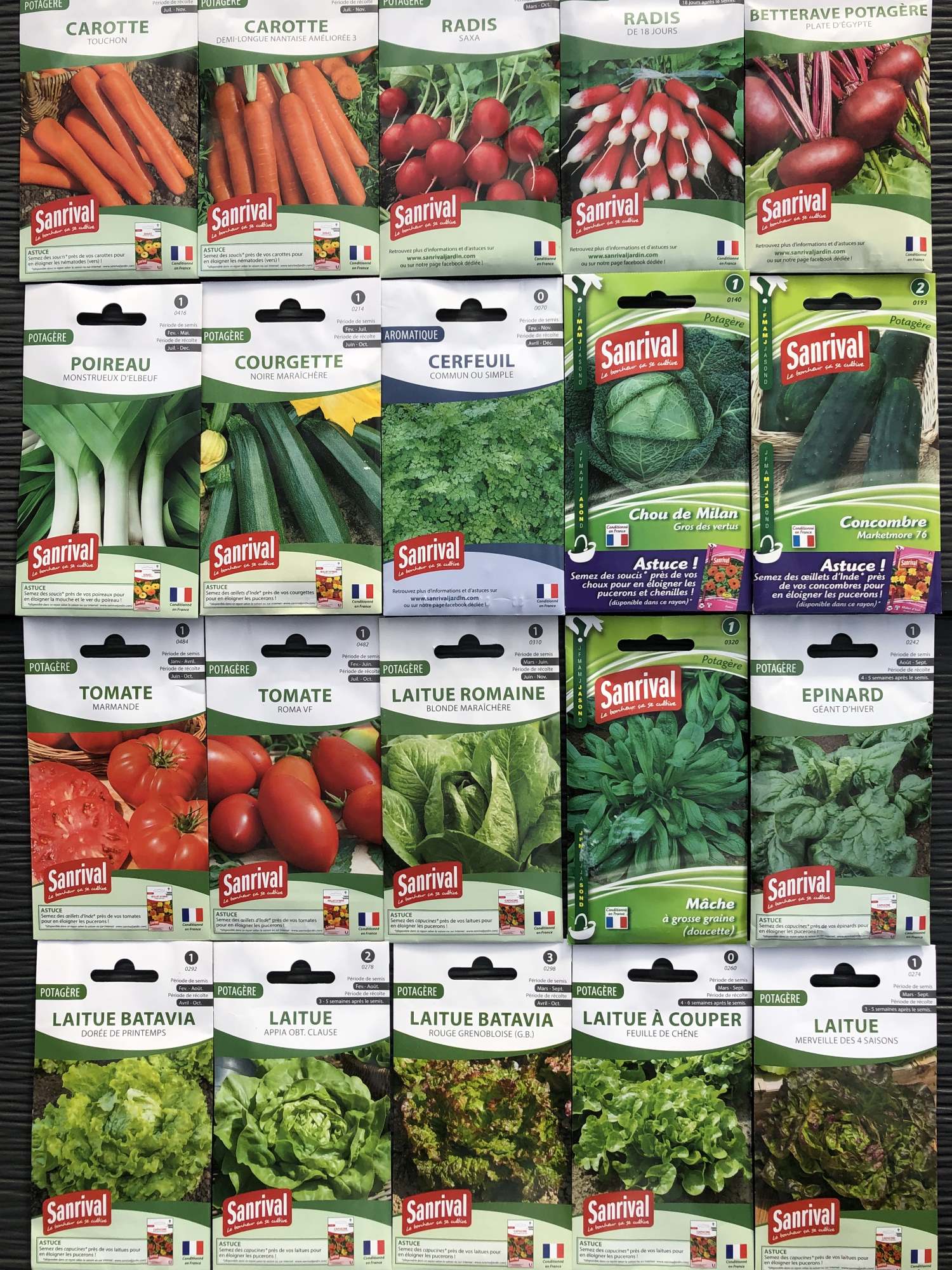 Lot de 20 paquets graines-légumes-potager-jardin ouvrier-Sanrival-pas cher-économiquer