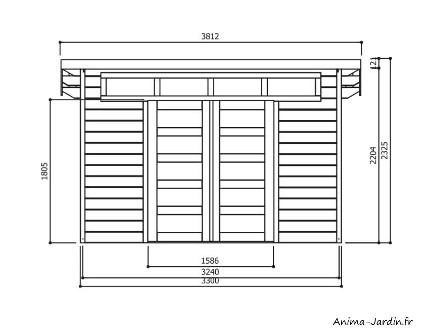 Abri Venezia-abri en bois-dimensions-plan-Anima-Jardin.fr