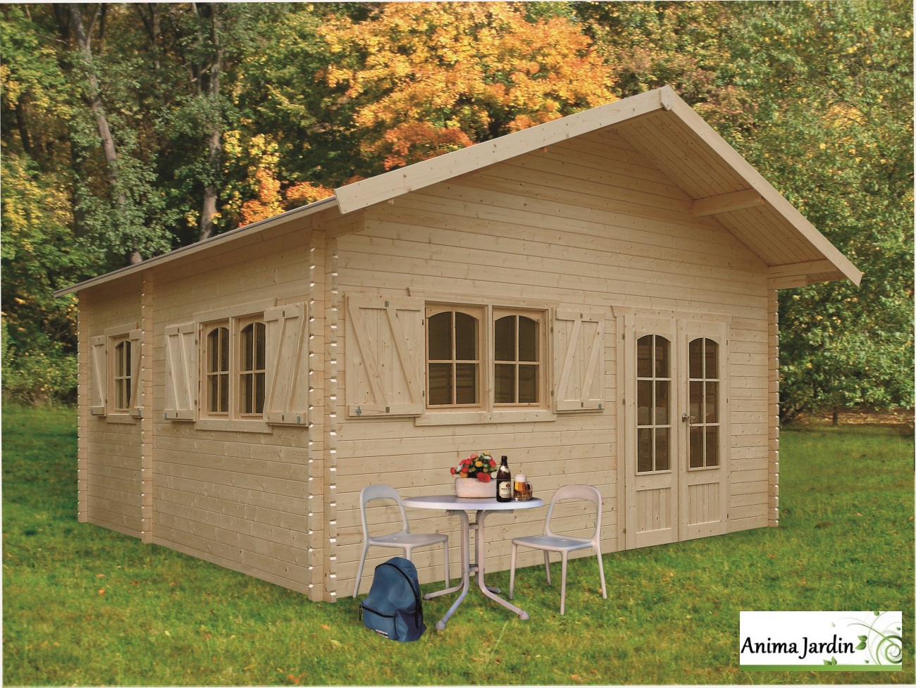 Abri-bois-grand chalet-Weekend-40mm-habitable-anima-jardin.fr