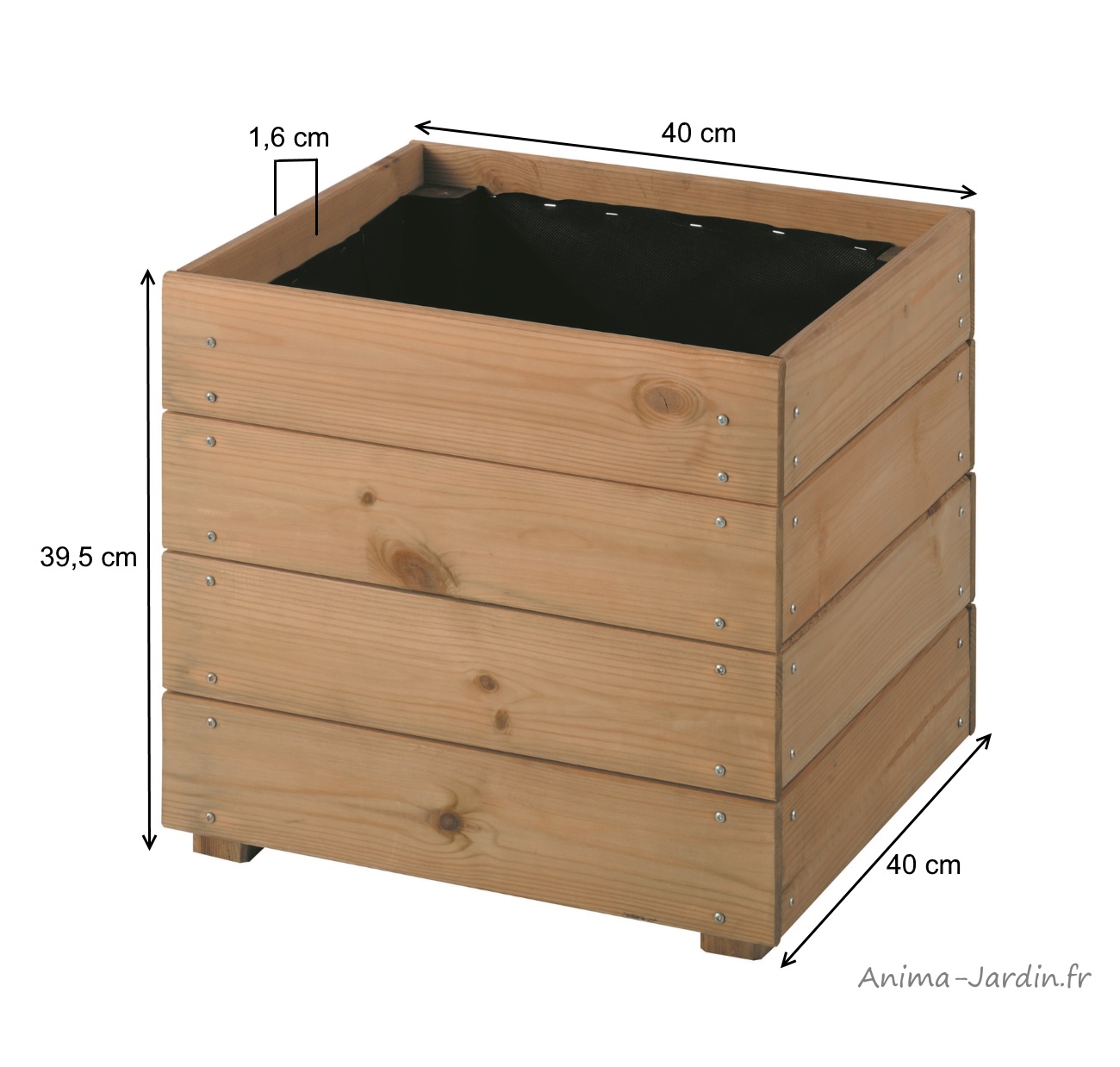 bac-carré-essencia-40cm-bois autoclave-dimensions-anima-jardin.fr