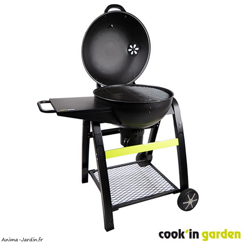 Barbecue à charbon de bois Tonino 60-sur roues-noir-cook'in garden-Anima-Jardin.fr