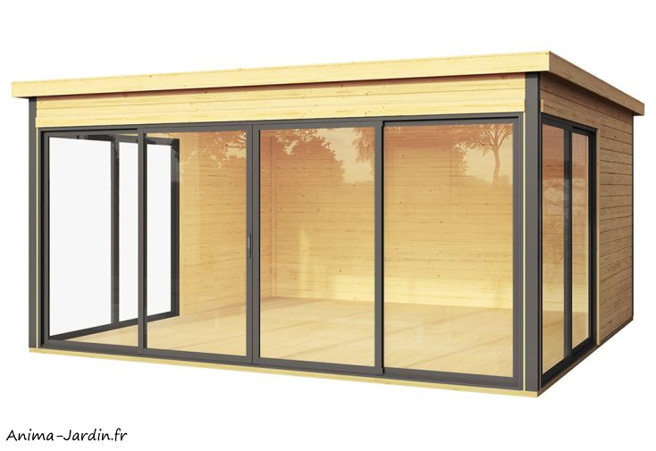 Abri de jardin en bois, DOMEO 5 Plus, 16,74 m², 44 mm, avec baie vitrée double vitrage, moderne, achat