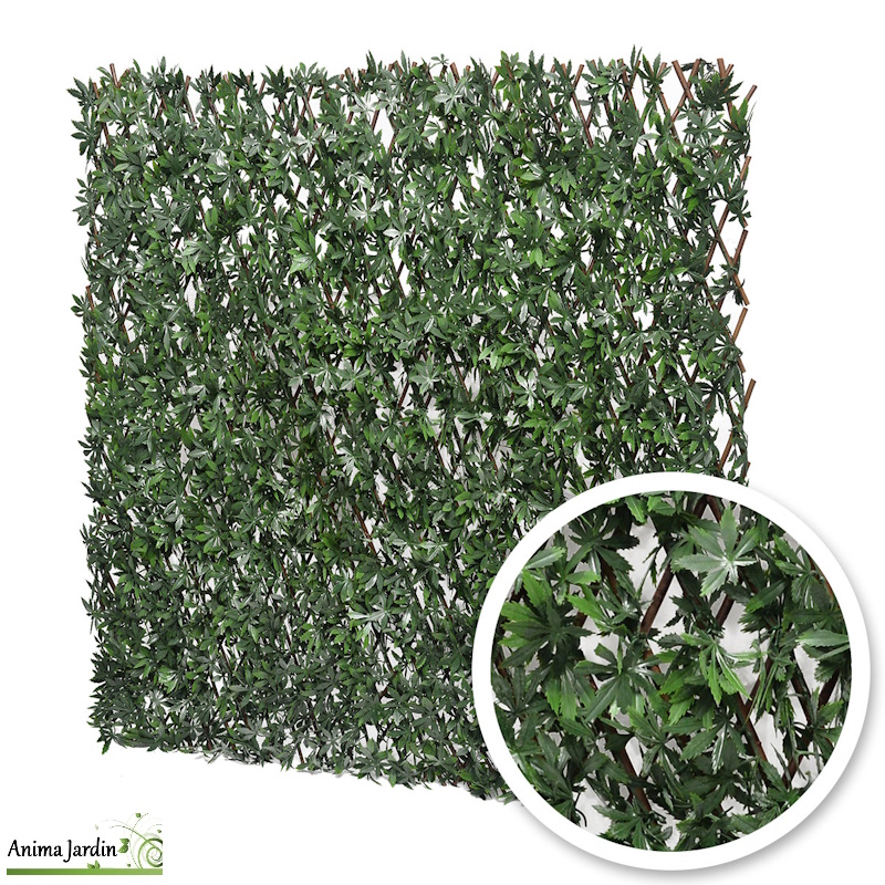 Treillis extensible en bois de saule, Imitation feuilles de Vigne Vierge, Anima-Jardin.fr