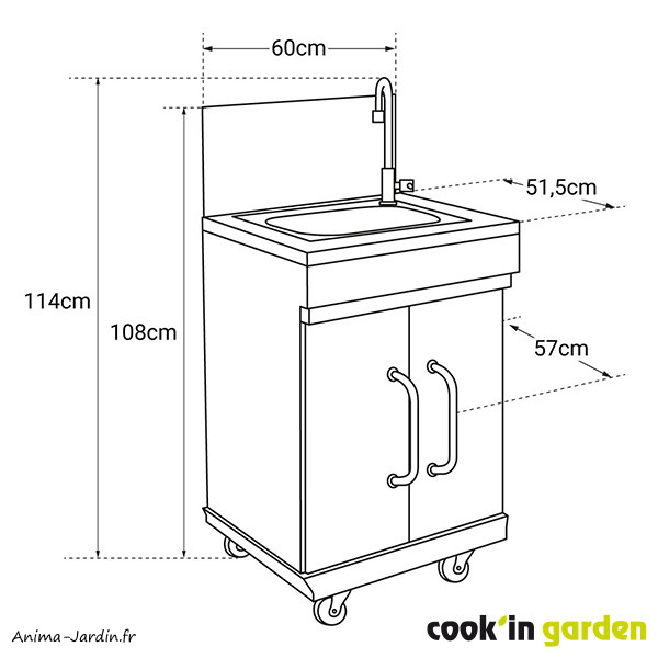 Evier-Fidgi-avec meuble de rangement deux portes-Cook'in Garden-achat-pas cher-Anima-Jardin.fr