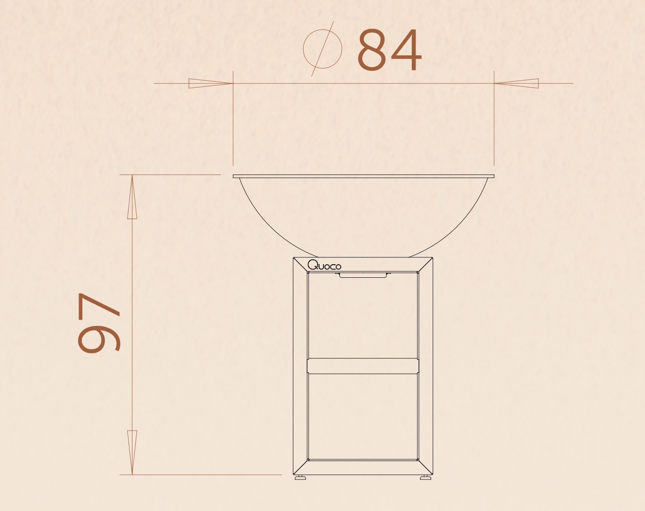 Braséro, Piatto large Corten, ø 94 cm, aspect rouillé naturel, Quoco,  plancha, barbecue, braséro 3 en