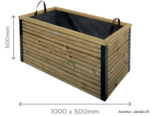 jardiniere-en-bois-rectangle-216l-solid, bac-a-fleur-extérieur, plantes, pas cher, achat